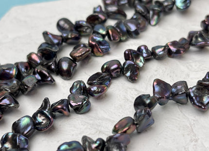 7-8x9-10 mm Dark Peacock Color Keshi Freshwater Pearls Top Drilled High Luster Genuine Keshi Freshwater Pearls #P3106