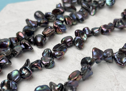7-8x9-10 mm Dark Peacock Color Keshi Freshwater Pearls Top Drilled High Luster Genuine Keshi Freshwater Pearls #P3106