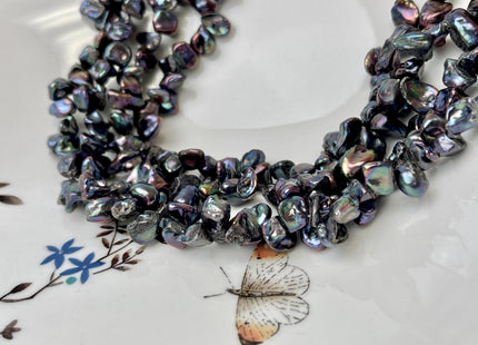 7-8x9-10 mm Dark Peacock Color Keshi Freshwater Pearls Top Drilled High Luster Genuine Keshi Freshwater Pearls #P3106