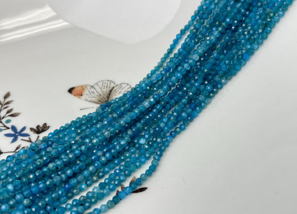 2.5 mm AAA Micro Faceted Round Apatite Gemstone Beads Top Quality Blue Apatite Faceted Gemstone Loose Beads 15.5 Inches Strand #4711