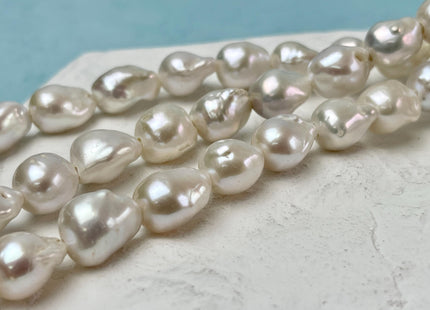 10-11x12-15 mm AAAA Half Strand Large Hole Natural White Baroque Pearl Hole Size 1.5mm 2.2mm Genuine High Luster Baroque Pearl Beads #P3094