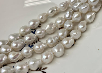 10-11x12-15 mm AAAA Half Strand Large Hole Natural White Baroque Pearl Hole Size 1.5mm 2.2mm Genuine High Luster Baroque Pearl Beads #P3094