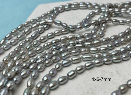 3.5x5-6 mm Silver Gray Color Rice / Oval Freshwater Pearls Genuine Freshwater Pearl Beads Small Tiny Freshwater Pearls #P1386