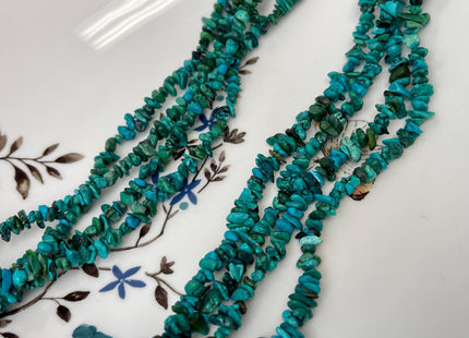 36 Inches Necklace 4-6 mm 5-7 mm Natural Turquoise Chips Genuine Natural Color Turquoise Chip Gemstone Beads #4713