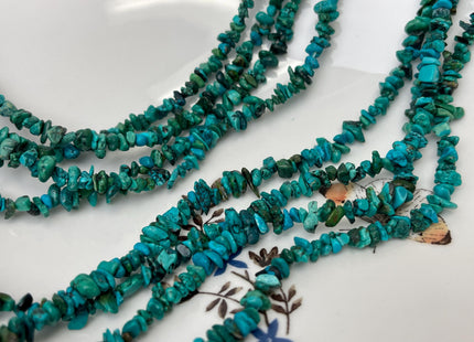 36 Inches Necklace 4-6 mm 5-7 mm Natural Turquoise Chips Genuine Natural Color Turquoise Chip Gemstone Beads #4713