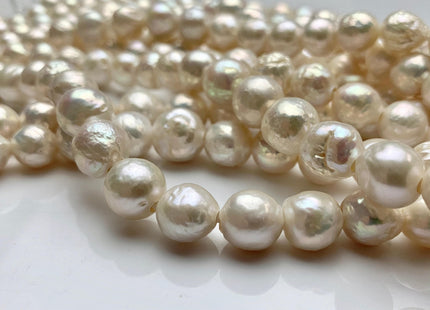 10-12 mm AAA Large Hole Half Strand Natural White Baroque Edison Pearl Beads Hole Size 1.5mm 2.1mm Large Hole Genuine Baroque Pearls #1727