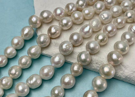 10-12 mm AA Large Hole Half Strand Natural White Edison Pearl Beads Hole Size 1.2mm 1.5mm Genuine Baroque Edison Pearls 18 Beads #P3129