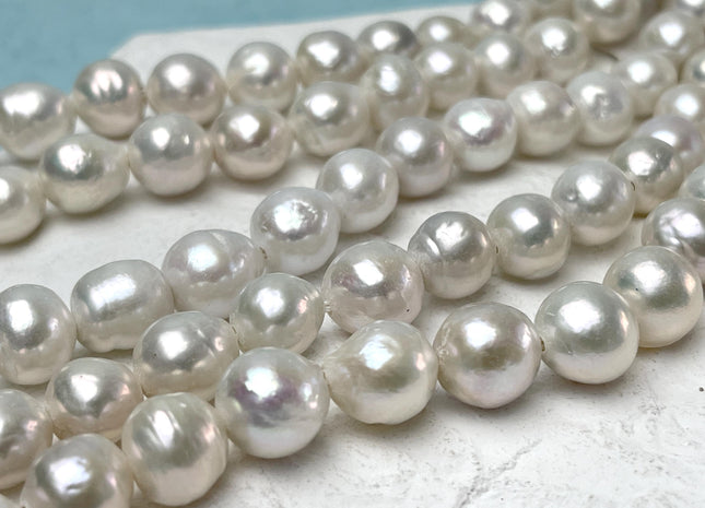 10-12 mm AA Large Hole Half Strand Natural White Edison Pearl Beads Hole Size 1.2mm 1.5mm Genuine Baroque Edison Pearls 18 Beads #P3129