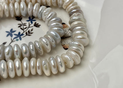 13-14mm Half Strand Large Hole Roundel Freshwater Pearls Hole Size 2mm OR 4mm Genuine Cultured Beads 34 Pieces #177