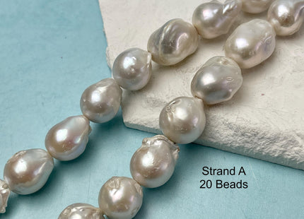 16-20 mm Full Strand Large Hole Natural White Baroque Pearl Beads Hole Size 1.2mm 2.2mm Genuine Jumbo Size Baroque Pearl #P3130