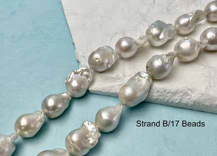 16-20 mm Full Strand Large Hole Natural White Baroque Pearl Beads Hole Size 1.2mm 2.2mm Genuine Jumbo Size Baroque Pearl #P3130