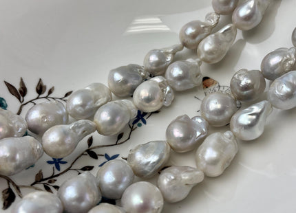 16-20 mm Full Strand Large Hole Natural White Baroque Pearl Beads Hole Size 1.2mm 2.2mm Genuine Jumbo Size Baroque Pearl #P3130