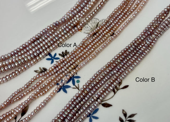 2x3 mm 2x3.5-4 mm AA Natural Mauve Pink Tiny Freshwater Pearls Small Button Rondelle Seed Pearl #P3110