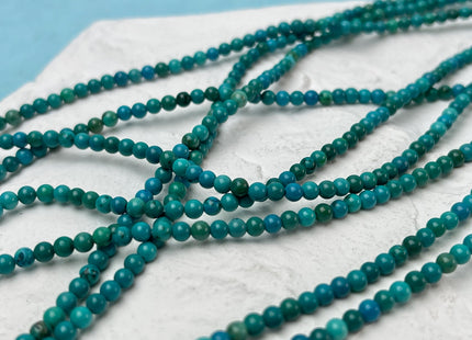 2mm 3mm Smooth Round Dark Turquoise Gemstone Beads 15.5 Inches Strand #4714