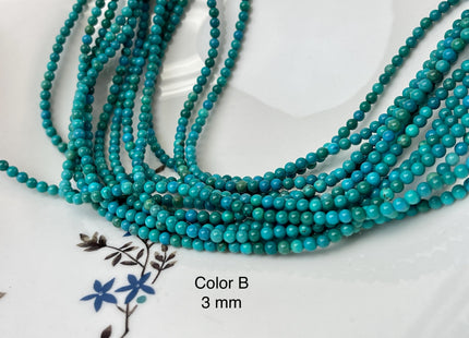 2mm 3mm Smooth Round Dark Turquoise Gemstone Beads 15.5 Inches Strand #4714