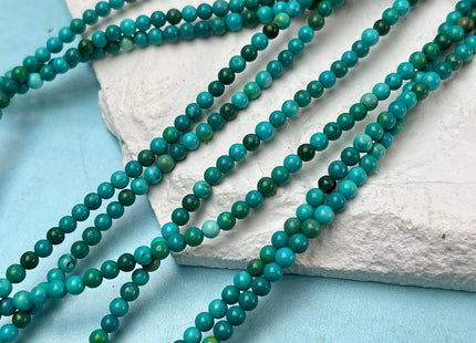 2mm 3mm Smooth Round Dark Turquoise Gemstone Beads 15.5 Inches Strand #4714