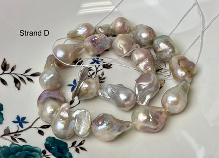 13-19x14-36 mm Natural Mauve Seaweed Pink With Iridescent Color Baroque Pearl Beads Rare High Luster Genuine Baroque Pearls Grade B/C #P3111