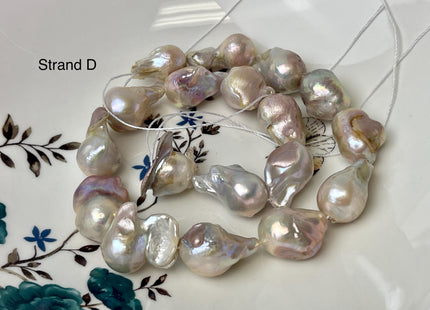 13-19x14-36 mm Natural Mauve Seaweed Pink With Iridescent Color Baroque Pearl Beads Rare High Luster Genuine Baroque Pearls Grade B/C #P3111