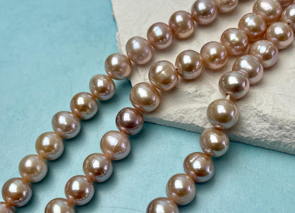 10 mm AAA Half Strand Extra Shiny Large Hole Natural Mauve Pink Off Round Freshwater Pearl Beads Hole Size 1.5 mm 2.2 mm 21 Beads #P3132