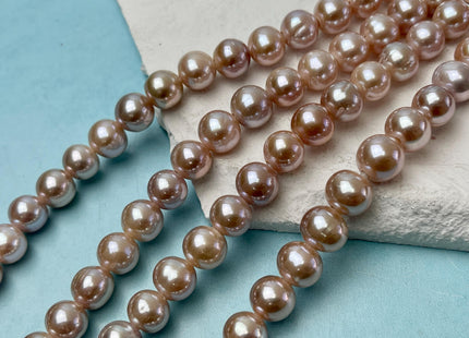 10 mm AAA Half Strand Extra Shiny Large Hole Natural Mauve Pink Off Round Freshwater Pearl Beads Hole Size 1.5 mm 2.2 mm 21 Beads #P3132