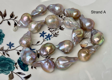 14-28x22-50 mm AAA Natural Mauve Pink Seaweed With Iridescent Color Baroque Pearl Beads Rare High Luster Genuine Large Baroque Pearls #P3115