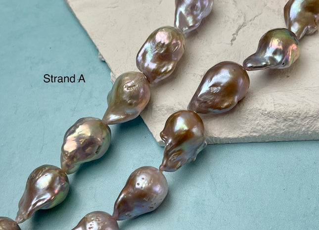 14-28x22-50 mm AAA Natural Mauve Pink Seaweed With Iridescent Color Baroque Pearl Beads Rare High Luster Genuine Large Baroque Pearls #P3115