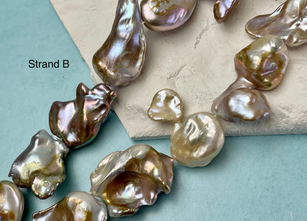 14-28x22-50 mm AAA Natural Mauve Pink Seaweed With Iridescent Color Baroque Pearl Beads Rare High Luster Genuine Large Baroque Pearls #P3115