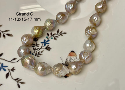 10-14x14-28 mm AAA Natural Mauve Seaweed Pink With Iridescent Color Baroque Pearl Beads Rare High Luster Genuine Baroque Pearls #P3116