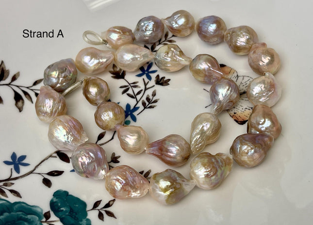 10-14x14-28 mm AAA Natural Mauve Seaweed Pink With Iridescent Color Baroque Pearl Beads Rare High Luster Genuine Baroque Pearls #P3116