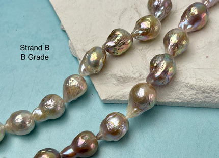 10-14x14-28 mm AAA Natural Mauve Seaweed Pink With Iridescent Color Baroque Pearl Beads Rare High Luster Genuine Baroque Pearls #P3116