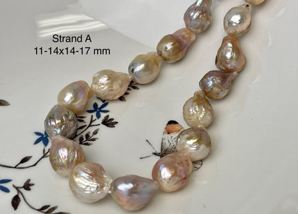 10-14x14-28 mm AAA Natural Mauve Seaweed Pink With Iridescent Color Baroque Pearl Beads Rare High Luster Genuine Baroque Pearls #P3116