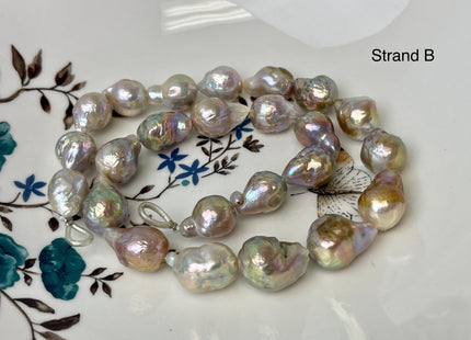 10-14x14-28 mm AAA Natural Mauve Seaweed Pink With Iridescent Color Baroque Pearl Beads Rare High Luster Genuine Baroque Pearls #P3116