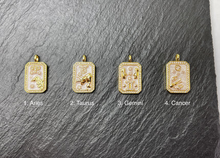 Astrology Zodiac Signs Charms for Necklace, 18K Gold Filled Charm Pendant With CZ, Antique Charms for Jewelry Making, One Piece #CR0079