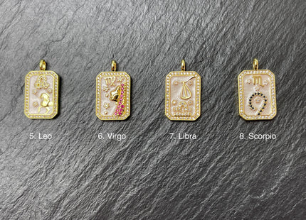 Astrology Zodiac Signs Charms for Necklace, 18K Gold Filled Charm Pendant With CZ, Antique Charms for Jewelry Making, One Piece #CR0079