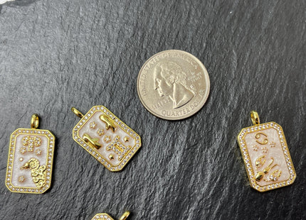 Astrology Zodiac Signs Charms for Necklace, 18K Gold Filled Charm Pendant With CZ, Antique Charms for Jewelry Making, One Piece #CR0079