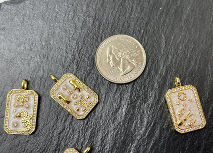 Astrology Zodiac Signs Charms for Necklace, 18K Gold Filled Charm Pendant With CZ, Antique Charms for Jewelry Making, One Piece #CR0079
