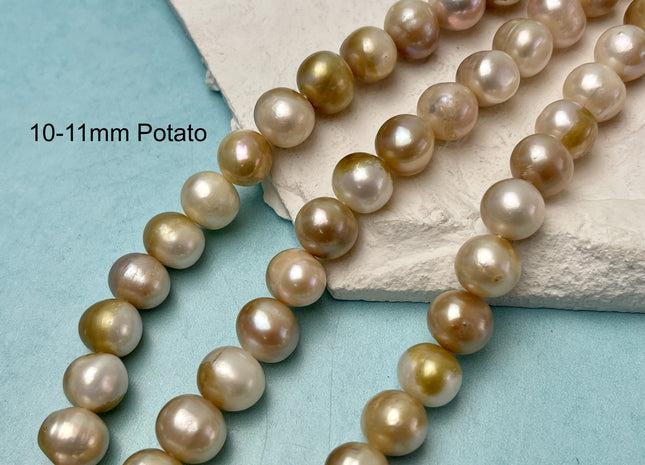 8 - 9 mm Natural Seaweed Color Potato Freshwater Pearl Beads Genuine Natural Color Freshwater Potato Pearls #88