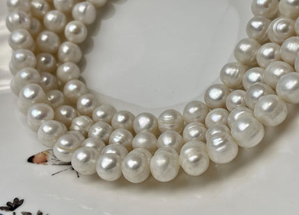 10-11 mm Natural White Potato Ringed Freshwater Pearl Beads Genuine Natural Pearl Beads, Cultured Freshwater Pearls #559