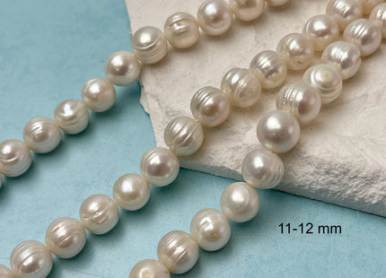 10-11 mm Natural White Potato Ringed Freshwater Pearl Beads Genuine Natural Pearl Beads, Cultured Freshwater Pearls #559