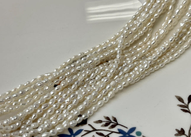 2-2.5x4 mm Natural White Rice Tiny Freshwater Seed Pearls Tiny Freshwater Pearl Beads Genuine Natural Rice Freshwater Pearls #P3146