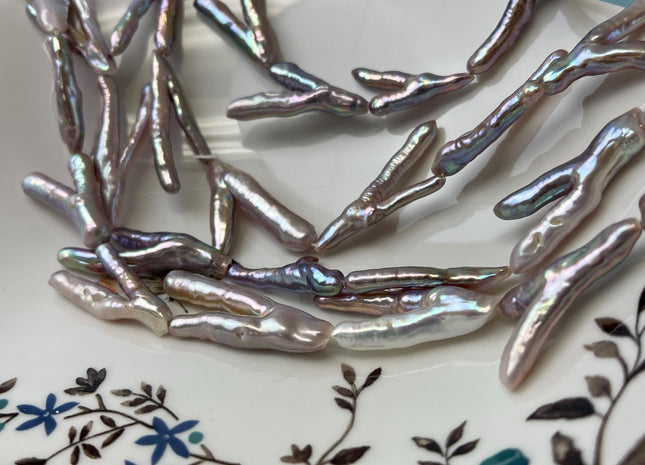 25-35mm AAA Rare Chicken Feet Shape Natural Dark Mauve Pink High Luster Limited Edition Biwa Pearl Beads 13 Beads #P3148