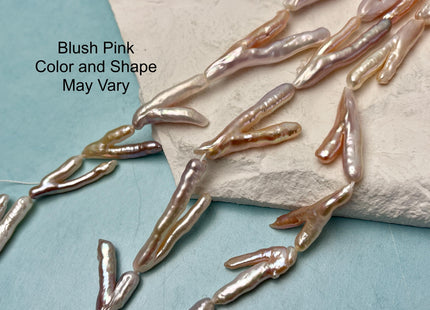 25-35mm AAA Rare Chicken Feet Shape Natural Light/Blush Pink High Luster Limited Edition Biwa Pearl Beads 13-14 Beads #P3150