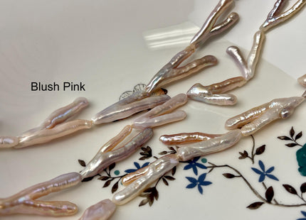 25-35mm AAA Rare Chicken Feet Shape Natural Light/Blush Pink High Luster Limited Edition Biwa Pearl Beads 13-14 Beads #P3150