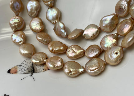 11 mm Freshwater Coin Pearl Beads Light Champagne, Cultured Freshwater Coin Pearl, Genuine Freshwater Pearl Beads #149