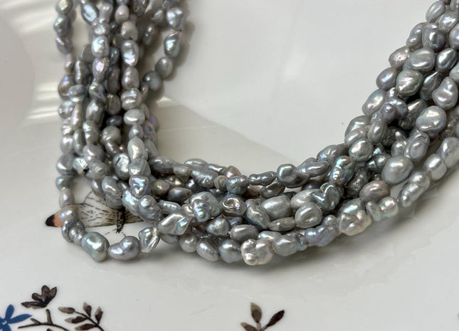 5-6x6-8 mm Gray Color Keshi Nugget Freshwater Pearl Beads Very Rare Genuine Freshwater Tiny Keshi Rice Nugget Pearls #P3151
