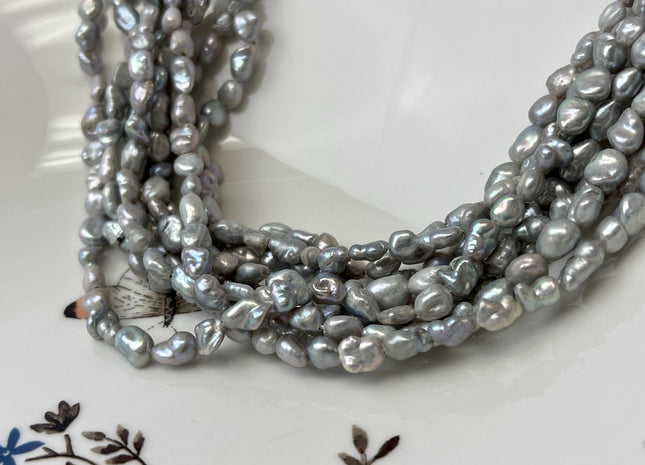 5-6x6-8 mm Gray Color Keshi Nugget Freshwater Pearl Beads Very Rare Genuine Freshwater Tiny Keshi Rice Nugget Pearls #P3151