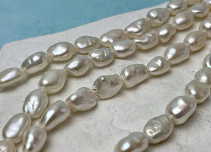 8-9x10-13 mm AAAA Half Strand Large Hole Natural White Keshi Freshwater Pearl Beads Genuine High Luster Rice Nugget Keshi Beads #P3152