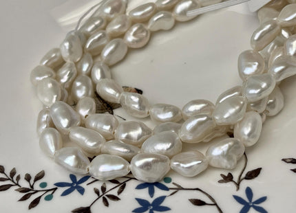 8-9x10-13 mm AAAA Half Strand Large Hole Natural White Keshi Freshwater Pearl Beads Genuine High Luster Rice Nugget Keshi Beads #P3152