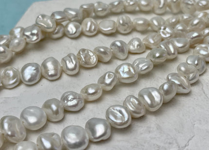 8-10 mm AAA Half Strand High Luster Natural White Keshi Nugget Freshwater Pearl Beads Large Hole Size 1.5 mm Pearl 24 Beads #P3153