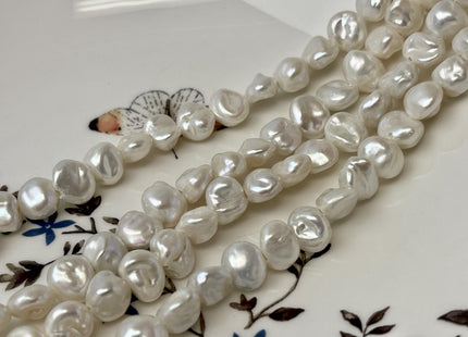 8-10 mm AAA Half Strand High Luster Natural White Keshi Nugget Freshwater Pearl Beads Large Hole Size 1.5 mm Pearl 24 Beads #P3153
